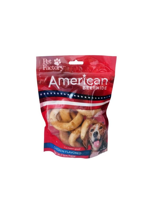 بيت فاكتوري - حلوى مضغ للكلاب من Pet Factory American Beefhide مقاس 3-3.5 بوصة بنكهة الدجاج، 4 قطع/عبوة واحدة - Image 1