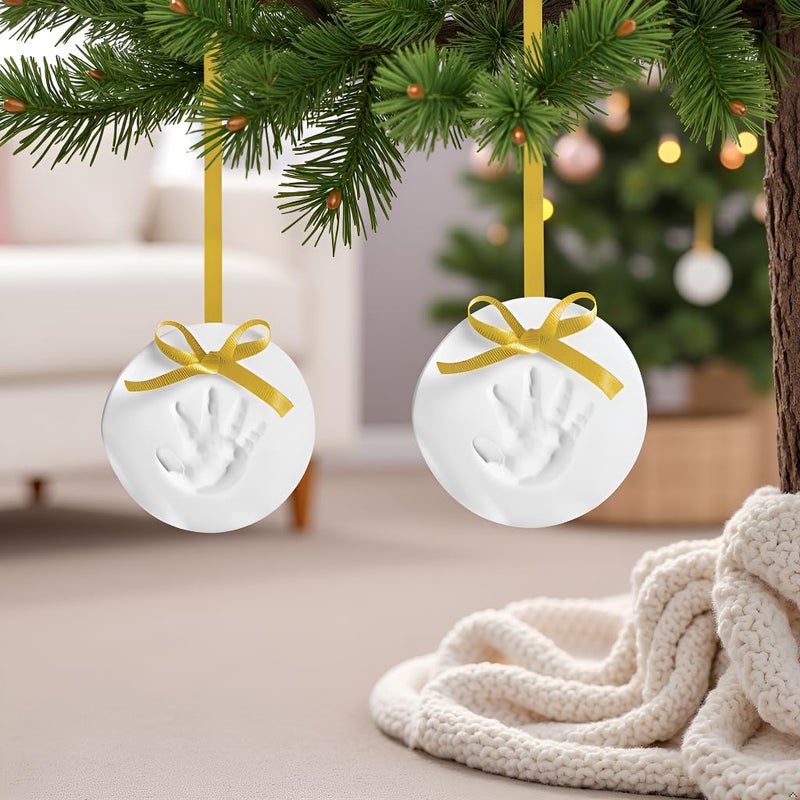 Reece Studio Baby's Print Ornament, Gold 2 Pack, DIY Clay Keepsake, Gift For New And Expecting Parents, Baby Handprint or Footprint Kit - Image 3