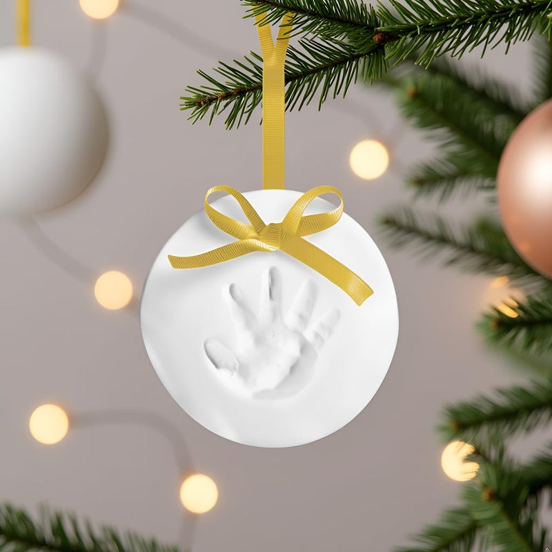 Reece Studio Baby's Print Ornament, Gold 2 Pack, DIY Clay Keepsake, Gift For New And Expecting Parents, Baby Handprint or Footprint Kit - Image 4