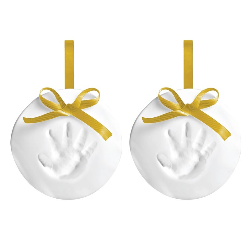 Reece Studio Baby's Print Ornament, Gold 2 Pack, DIY Clay Keepsake, Gift For New And Expecting Parents, Baby Handprint or Footprint Kit - Image 1