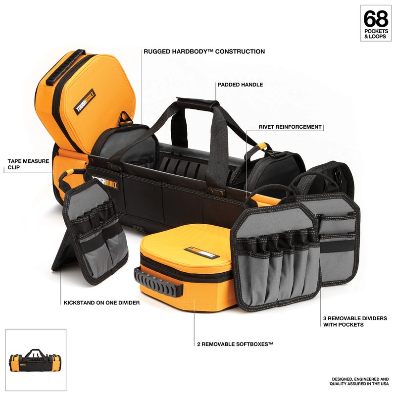 ToughBuilt â€“ 30" Modular Tote Tool Bag, 68 Pockets & Loops, Removable Soft Boxes & Dividers for Electrical, Maintenance & Jobsite Tool Organization (TB-81-30) - Image 2