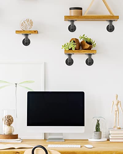 MUZIK 4 Pack Pipe Floating Shelf Bracket Heavy Duty, Black L Pipes Shelf Brackets Iron Shelving Brackets for Shelves - Vintage DIY Pipe Shelf (4*4 Inch) - Image 4