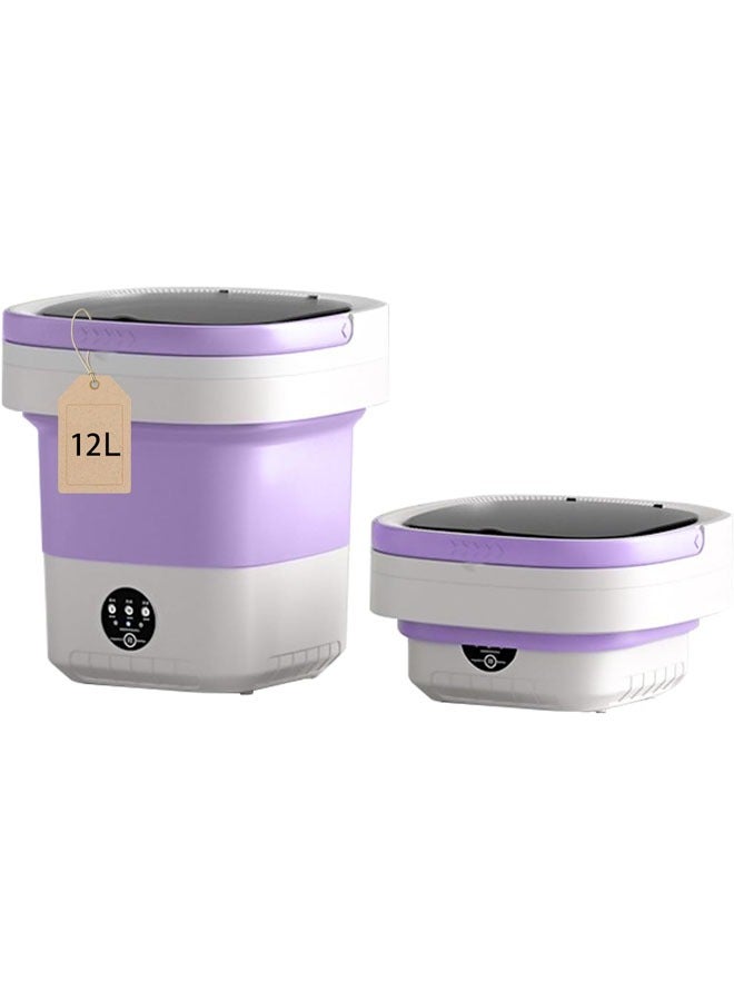 Hihonor Portable Washing Machine,12 L Large Capacity Foldable Mini Washing Machine, Small Washer for Baby Clothes, Underwear or Small Items, Apartment, Dorm, RV, Travel Laundry, Purple - Image 1