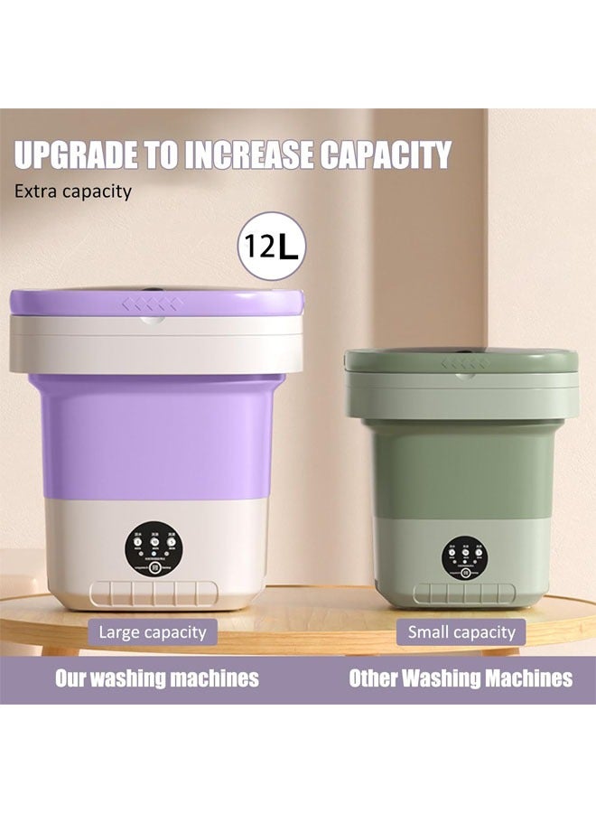Hihonor Portable Washing Machine,12 L Large Capacity Foldable Mini Washing Machine, Small Washer for Baby Clothes, Underwear or Small Items, Apartment, Dorm, RV, Travel Laundry, Purple - Image 3