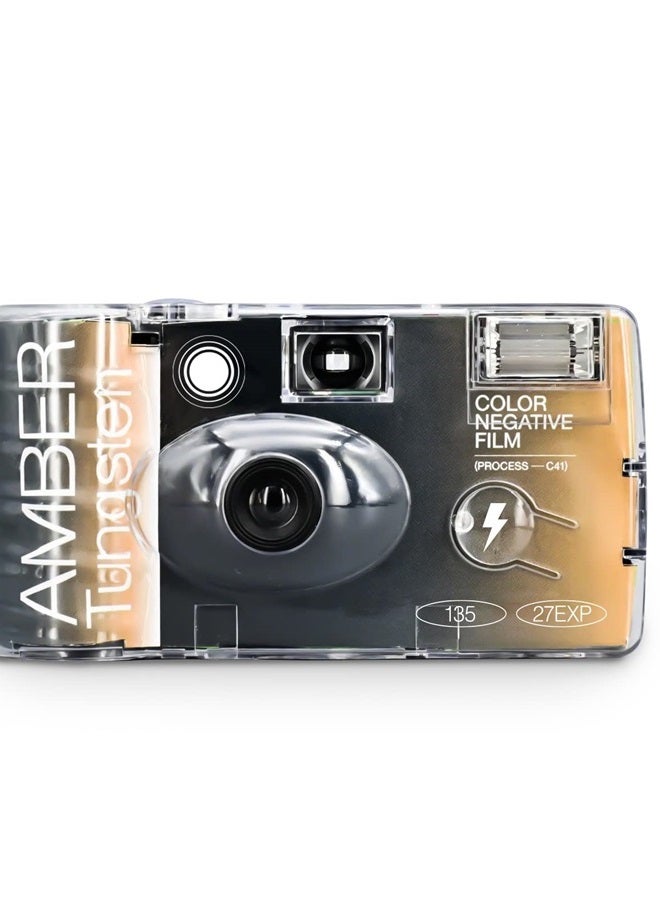 RETO Amber Tungsten 35mm Disposable Film Camera 27exp, Color Negative Film, Focus Free, Easy to Use, Built in Flash (Film and Battery Included) - Image 1