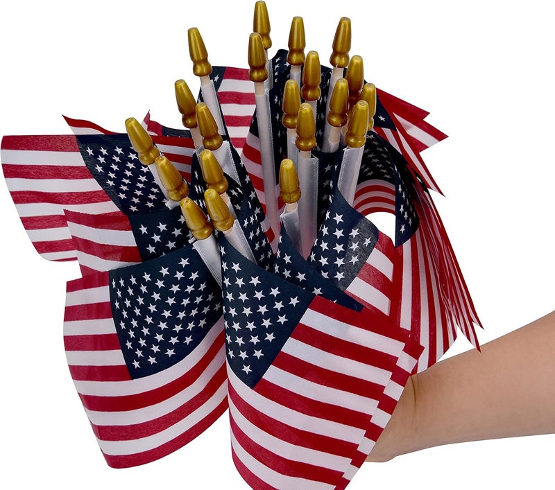 Uelfbaby 12 Pack Small American Flags on Stick Small US Flags/Mini American Flags for Outside 4x6 Inch American Hand Held Stick Flags with Kid-Safe Spear Top, Patriotic Veterans Day Decorations, 4th of July Decorations - Image 4