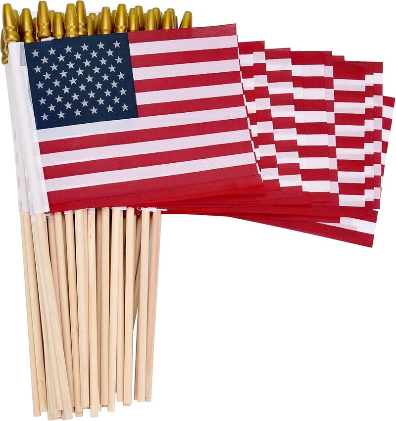 Uelfbaby 12 Pack Small American Flags on Stick Small US Flags/Mini American Flags for Outside 4x6 Inch American Hand Held Stick Flags with Kid-Safe Spear Top, Patriotic Veterans Day Decorations, 4th of July Decorations - Image 5