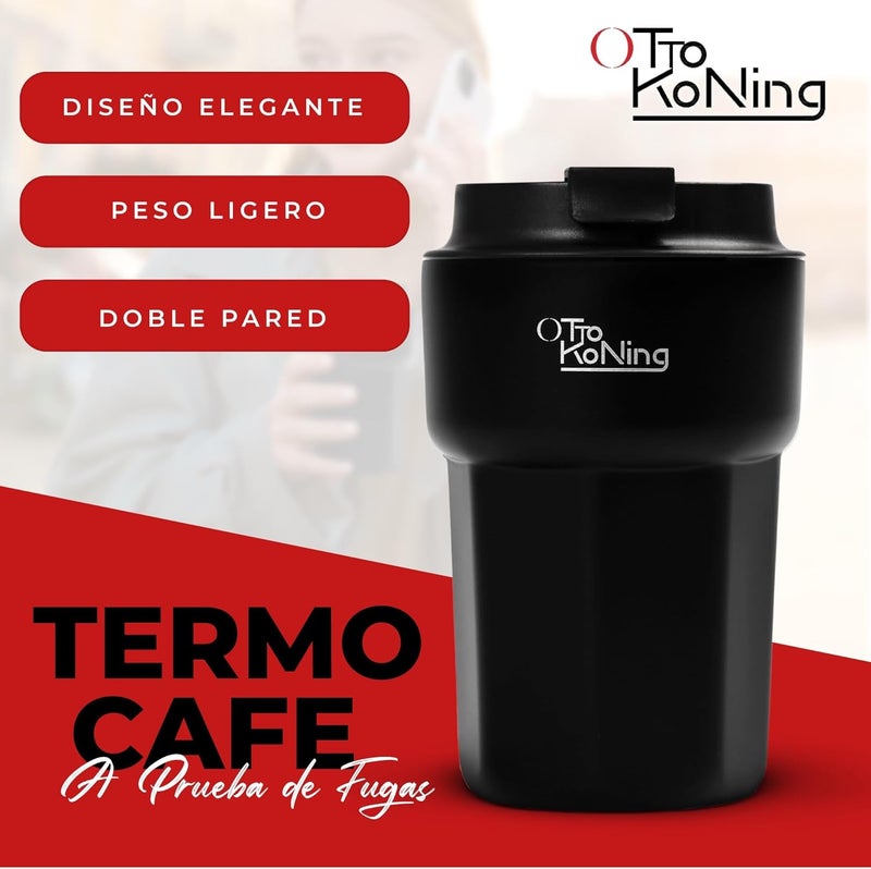 Otto Koning Thermal Mug 350 ml, Coffee Mug to Go with Leak-proof Lid, Reusable Coffee Cups for Travel, Stainless Steel Coffee Cup for Hot and Cold Coffee Water and Tea - Image 3