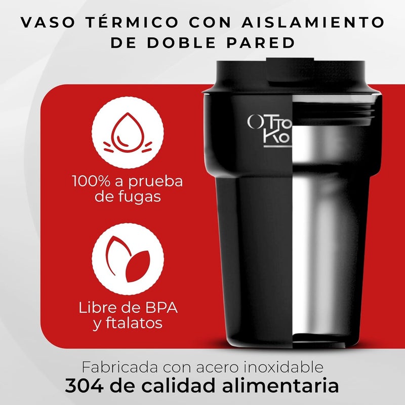 Otto Koning Thermal Mug 350 ml, Coffee Mug to Go with Leak-proof Lid, Reusable Coffee Cups for Travel, Stainless Steel Coffee Cup for Hot and Cold Coffee Water and Tea - Image 5
