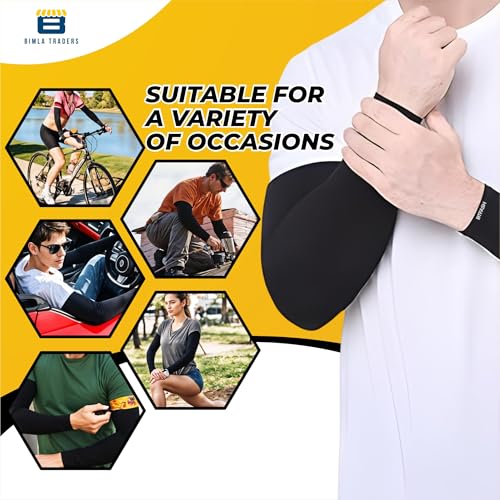 BTfash Unisex UV Protection Compression Cooling Sleeve Cover with Thumb Hole for Cycling, Driving, Running, Riding, Fishing, Golfing and Outdoor Sports (Black_PO1) - Image 5