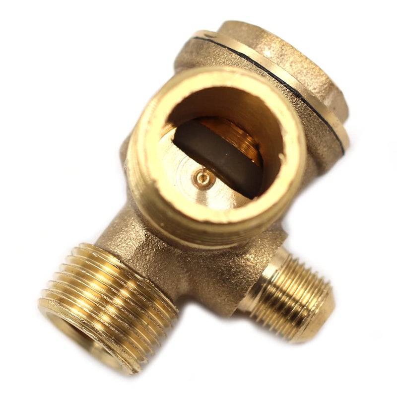 Dtacke 3-Port Brass Male Threaded Air Compressor Check Valve 90-Degree Right Air Compressor Valve Air Compressor Parts Air Check Valve (1/2"x 3/8" x 1/8") - Image 5