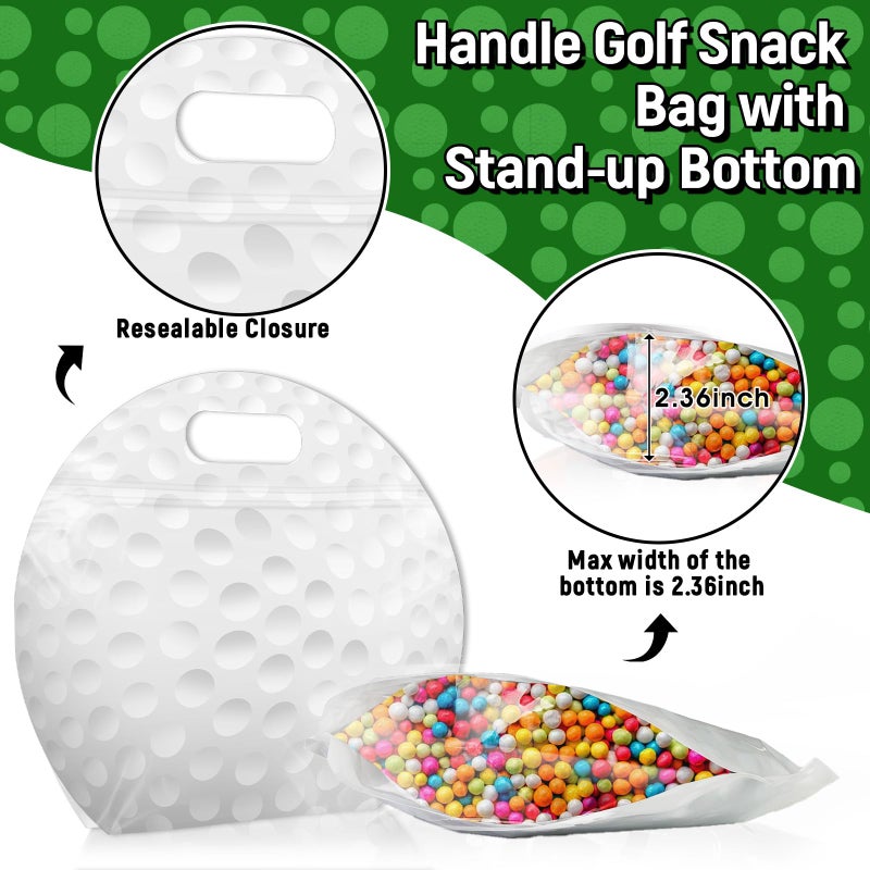 AKAIXI 24pcs Golf Snack Bags with Handles Reusable Sealed Stand-Up Goodie Bags, Golf Themed Treat Bags for Sport Outings/Weekend Rounds, Party Favor Supplies Birthday Gifts for Golfers - Image 3