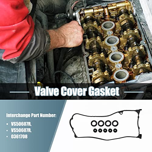 X AUTOHAUX 1 Set Valve Cover Gasket Set VS50606R for Honda Civic DX LX V-TEC 1.7L 1668CC L4 SOHC (16 VALVE) ENG CODE D17A1 2001-2005 - Image 2