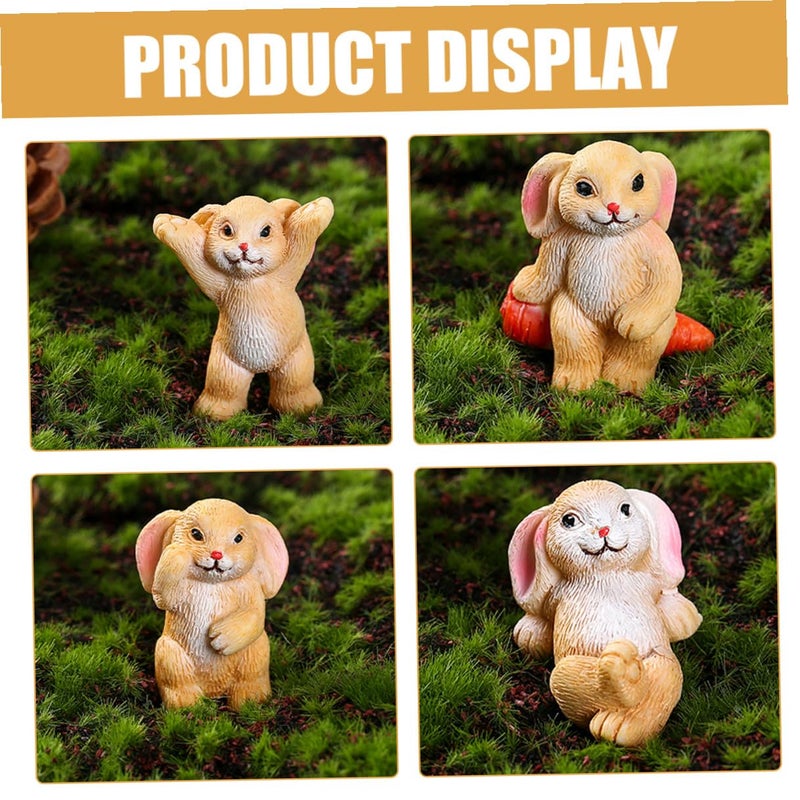 5Pcs Resin Rabbit Figurines Miniature Bunny Decor For Garden And Home - Image 4