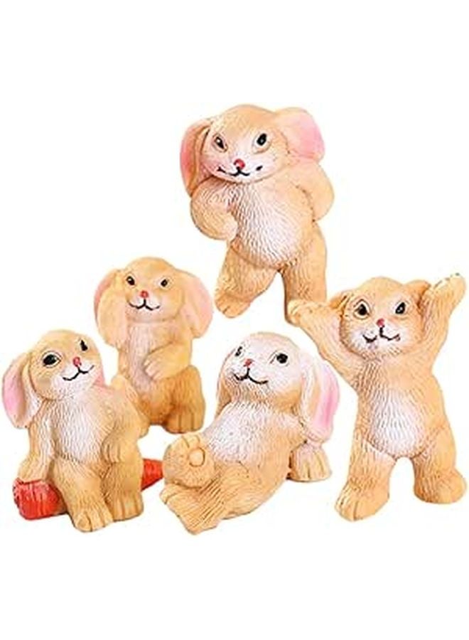 5Pcs Resin Rabbit Figurines Miniature Bunny Decor For Garden And Home - Image 1