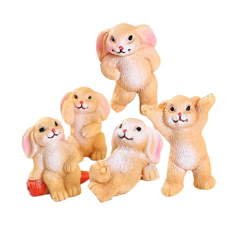5Pcs Resin Rabbit Figurines Miniature Bunny Decor For Garden And Home - Image 2