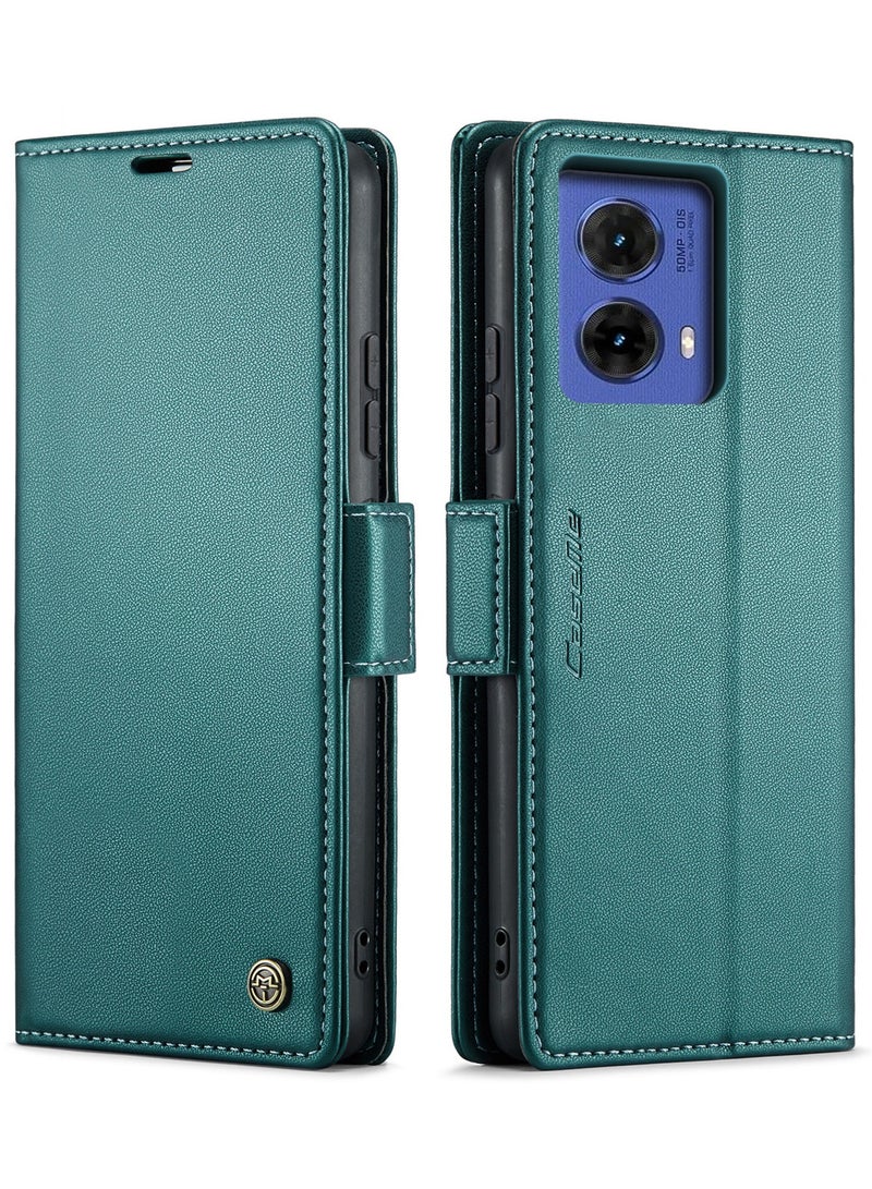 كيس مي جراب موبايل من الجلد الصناعي الفاخر مقاوم ضد البصمات  023 وحامل للكروت و البطاقات متوافق مع Moto G85 (اخضر) - Image 1