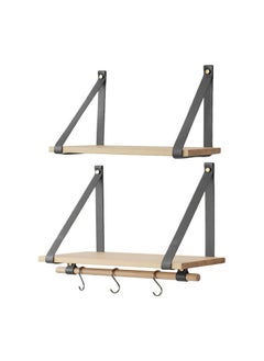 Home Gallery PU Gray Leather Strap Wall Floating Shelves  Biege  - Image 2