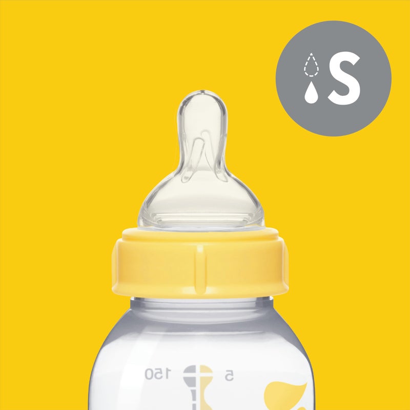 Medela Slow Flow Feeding & Storage Bottles, 3 Pack of 5 Ounce Bottle with Nipple, Lids, Wide Base Collars, and Travel Caps, Made Without BPA - Image 3