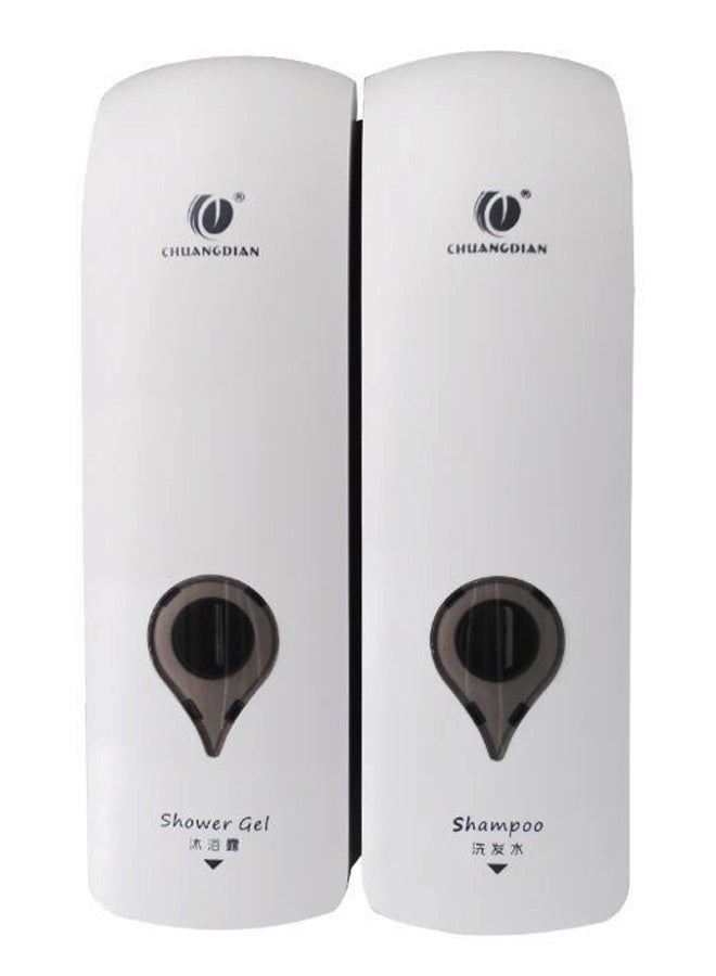 NIBEMINENT Double Head Wall Mounted Liquid Soap Dispenser White/Grey