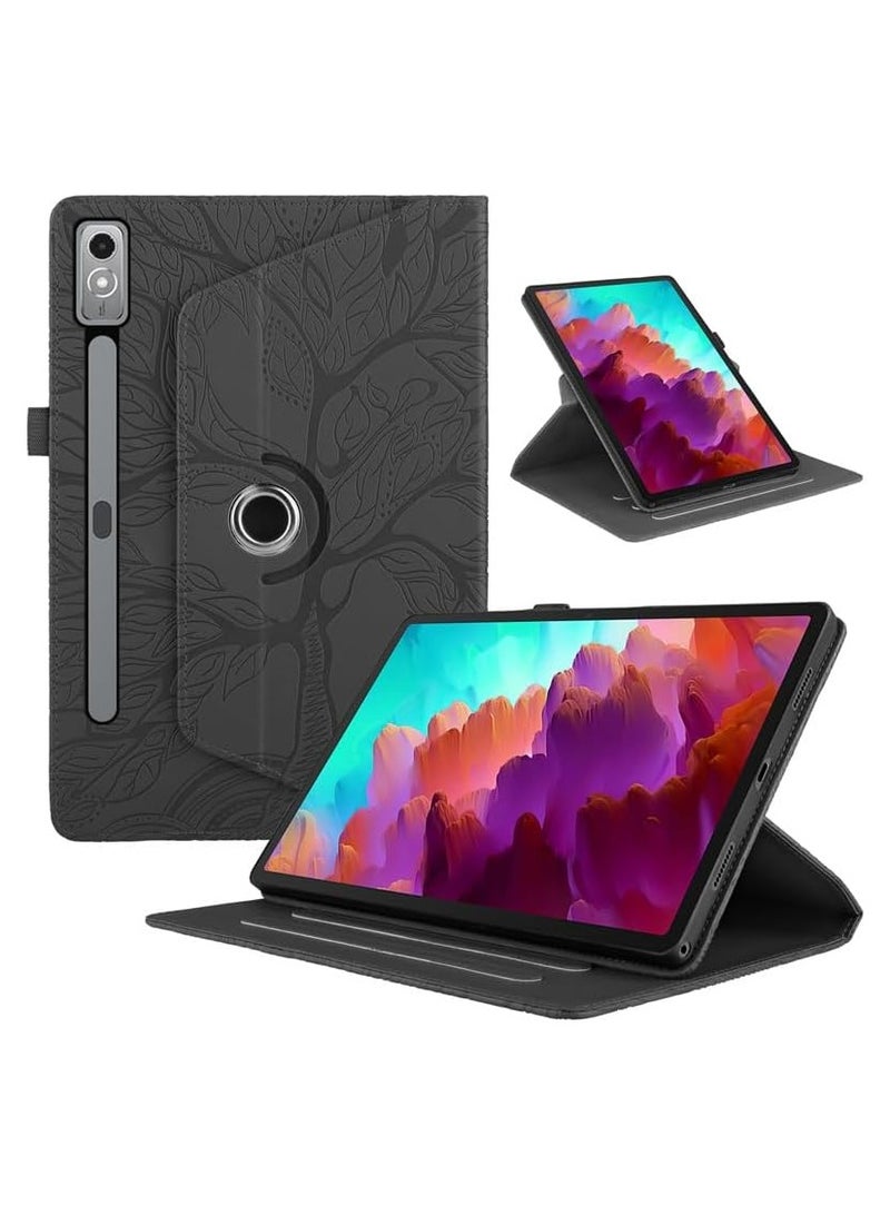 general Compatible with Lenovo Tab P12 12.7 inch 2023 (TB-370FU/TB-371FC) Tree of Life Tablet Case, TPU + PU Leather 360 Degree Rotative Kickstand Cover with Auto Wake/Sleep - Image 1