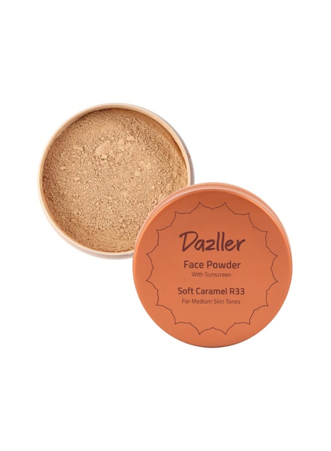 DAZLLER Loose face Powder, For Setting Makeup, Featherlight Sheer Finish For All Skin Type, Oil-Control, Added Sunscreen, 30G-Soft Caramel R33 - Image 1