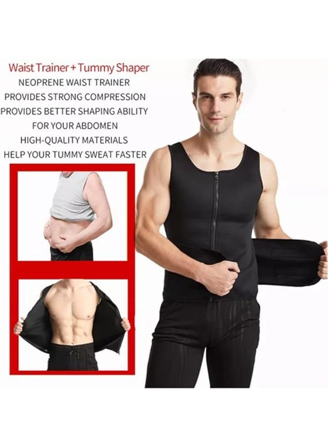 PTTIMFFM Men’s Neoprene Sauna Vest, Zipper Waist Trainer Tank Top with Double Sweat Belt, Body Shaper for Workout & Weight Loss - Image 5