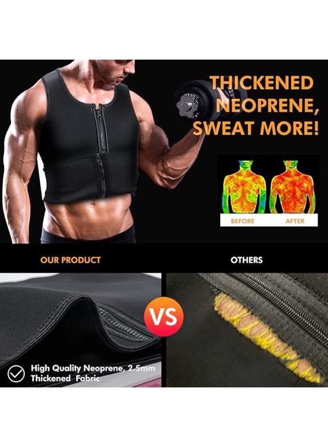 PTTIMFFM Men’s Neoprene Sauna Vest, Zipper Waist Trainer Tank Top with Double Sweat Belt, Body Shaper for Workout & Weight Loss - Image 4