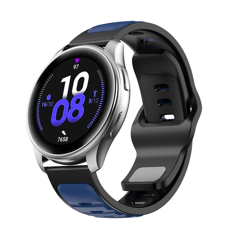 إيروريكس سوار ساعة رياضية من السيليكون بمشبك عكسي بلونين مقاس 22 مم (أزرق داكن أسود) - Image 1