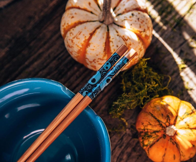 Silver Buffalo Disney The Nightmare Before Christmas Jack Skellington and Friends Japanese Ceramic Dinnerware Set  Includes 20Ounce Ramen Noodle Bowl and Wooden Chopsticks - Image 5