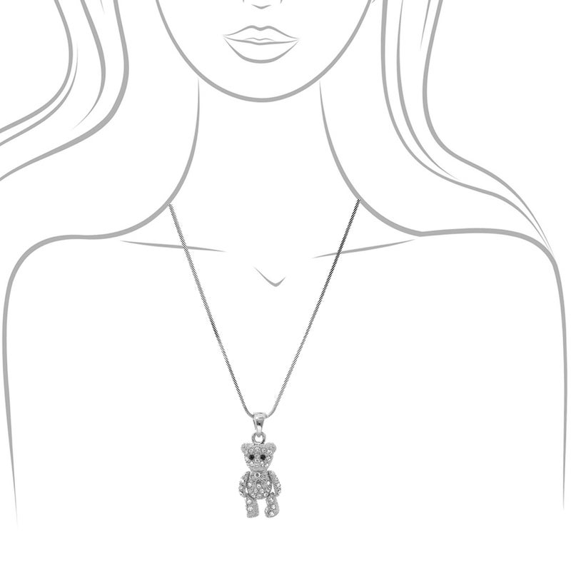 Spinningdaisy Crystals Silver Plated Movable Teddy Bear Necklace - Image 5