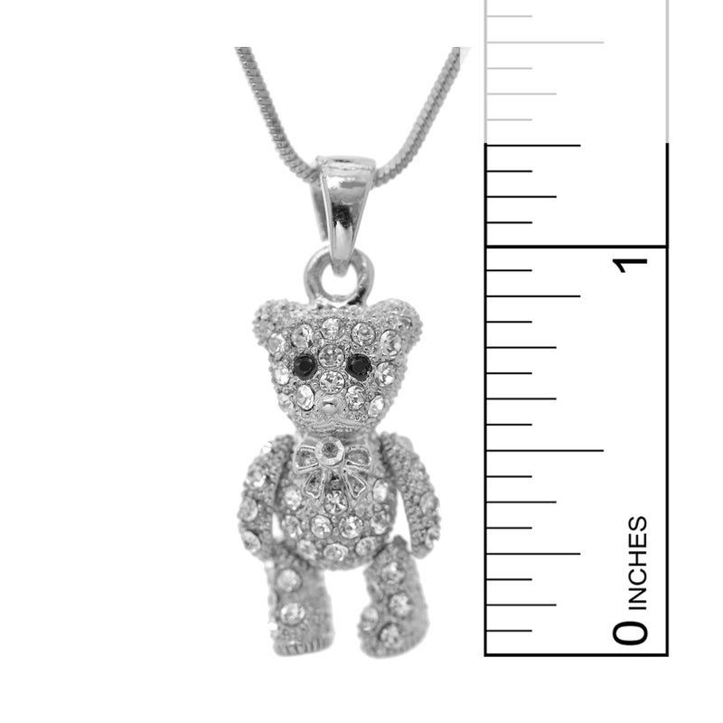 Spinningdaisy Crystals Silver Plated Movable Teddy Bear Necklace - Image 4
