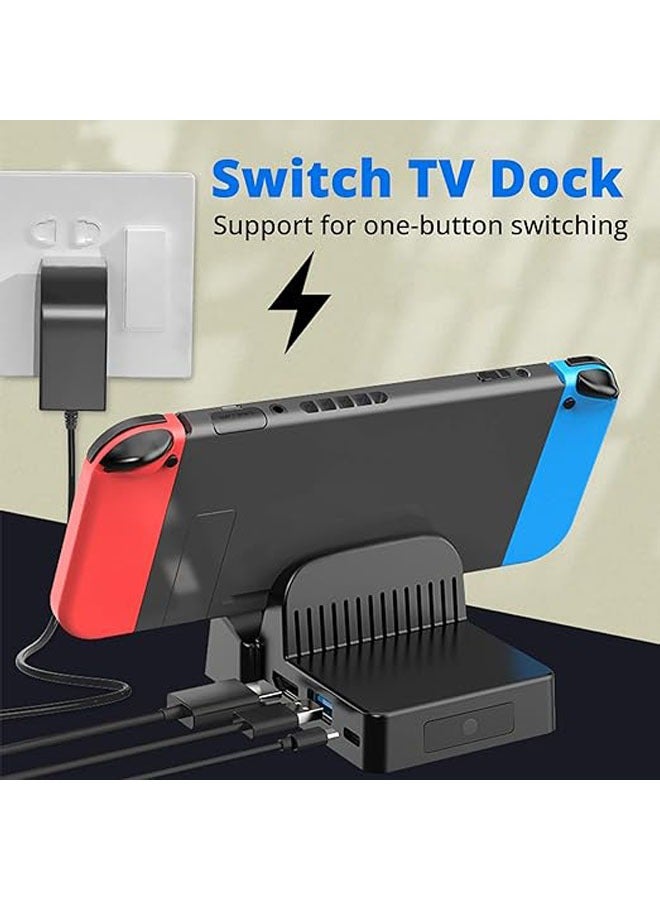 General TV Dock for Nintendo Switch/Switch OLED, Portable Charging Dock Bracket, 4K/1080P HDMI Travel TV Adapter, TV Dock Replacement Compatible with Official Nintendo Switch Dock  - Image 2