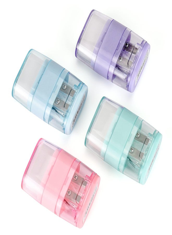 waremew 4 PCS Manual Pencil Sharpener with Eraser, Double Hole Multicolored Sharpener with Eraser Fun Stationery Back to School Supplies, Classroom Rewards, and Birthday Party Favors - Image 4