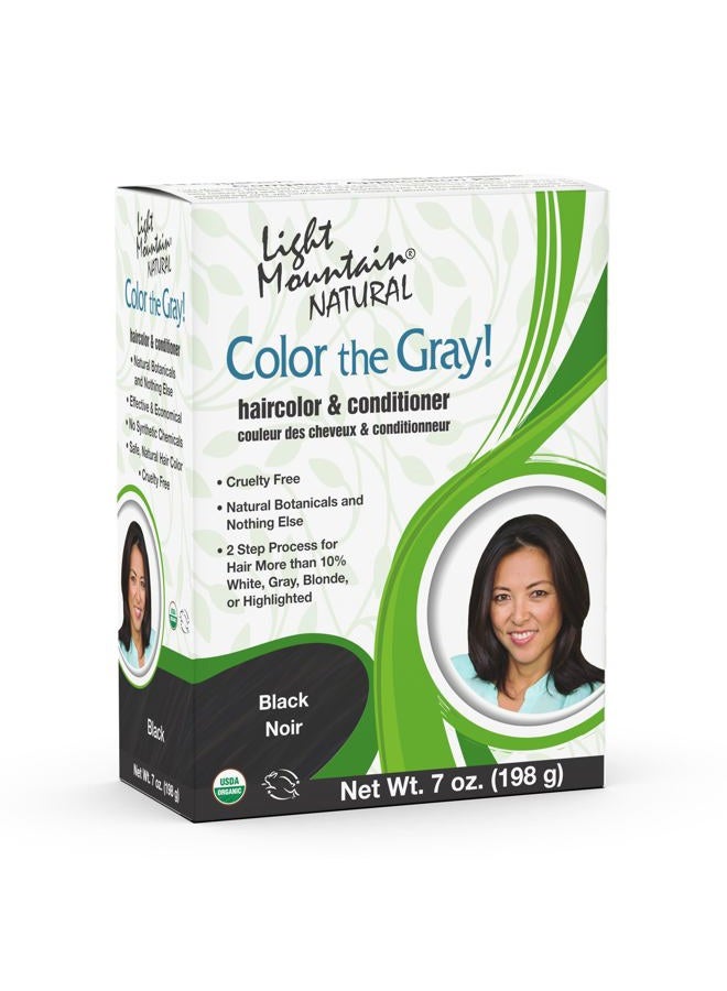 Light Mountain Henna Hair Color & Conditioner, Color the Gray - Black Hair Dye for Men/Women, Chemical-Free Semi-Permanent Hair Color for White, Gray, Blonde, or Highlighted Hair, 7 Oz - Image 1