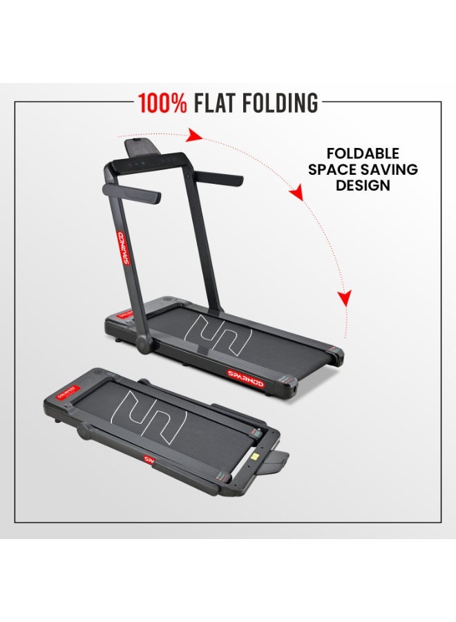 Sparnod Fitness STH-3060 4 HP Peak 2 في 1 جهاز سير قابل للطي للمنزل يأتي تحت المكتب وسادة مشي رفيعة بما يكفي لتخزينها تحت السرير - Image 4