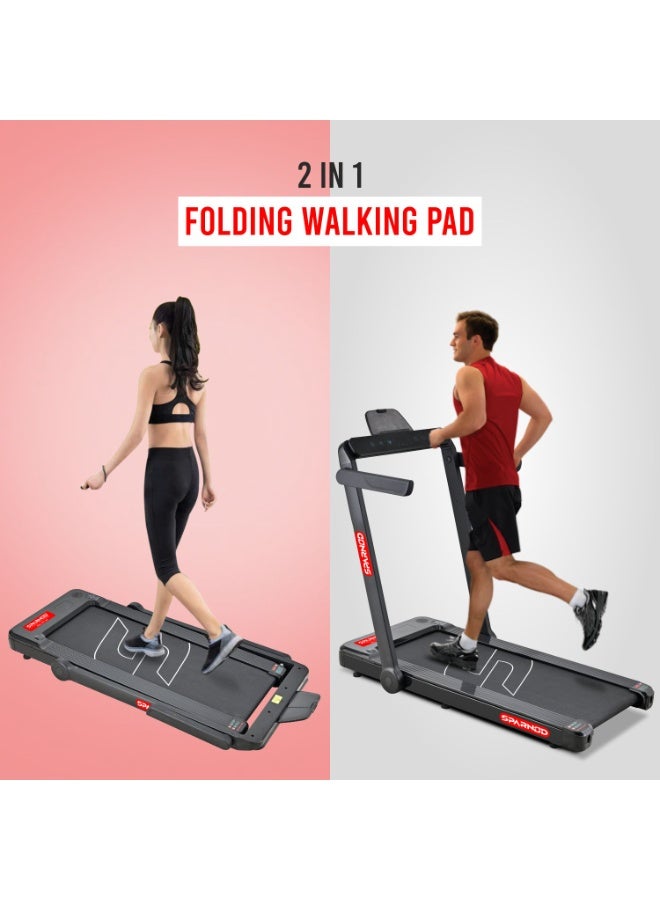 Sparnod Fitness STH-3060 4 HP Peak 2 في 1 جهاز سير قابل للطي للمنزل يأتي تحت المكتب وسادة مشي رفيعة بما يكفي لتخزينها تحت السرير - Image 5