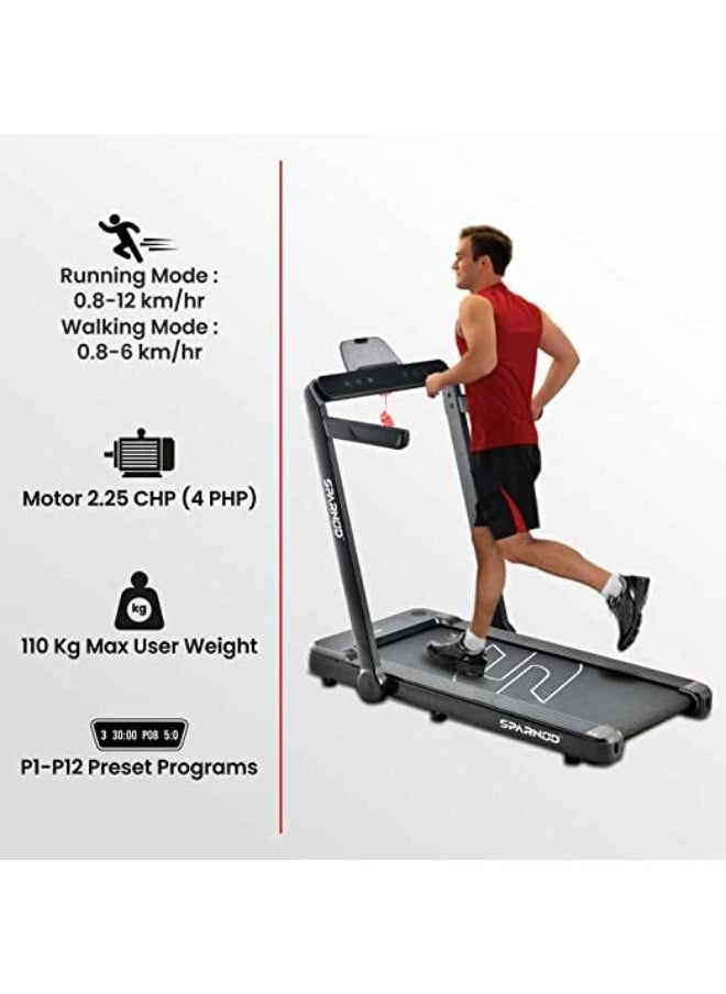 Sparnod Fitness - STH-3060 4 Hp Peak 2 In 1 Foldable Treadmill For Home Come Under Desk Walking Pad Slim Enough To Be Stored Under Bed - Image 1