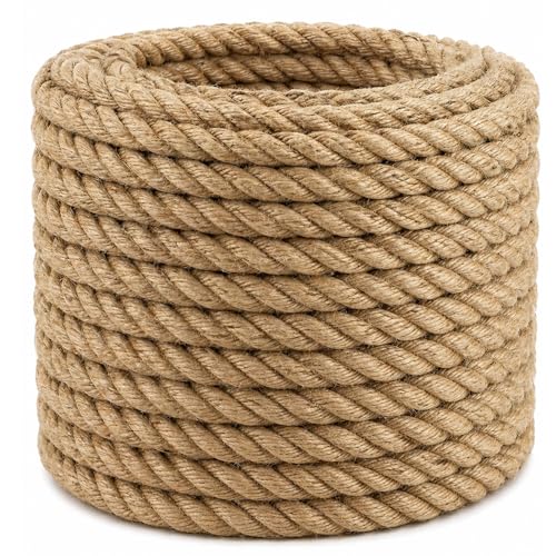 YUZENET Natural Jute Rope Thick Hemp Rope (1/2 Inch x 100 Feet) Strong Jute Twine for DIY Crafts Gardening Hammock Home Decorating - Image 1