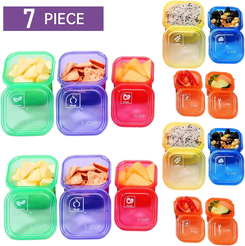 Extrapins 7Pcs Portion Control Container Kit,21 Day Fix Containers And Food Plan,Multi Color Coded Containers,Meal Prep System Storage Containers,BPA Free Weight Loss Food Containers For Double Diet Plan - Image 2