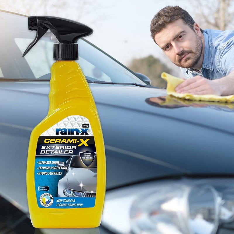 Rain-X Cerami-X Detailer Premium - طلاء سيراميك عالي اللمعان - حماية دائمة من الطقس والأشعة فوق البنفسجية - تأثير كاره للماء وخالٍ من الخطوط وقطعة قماش من الألياف الدقيقة - 750 مل - Image 4