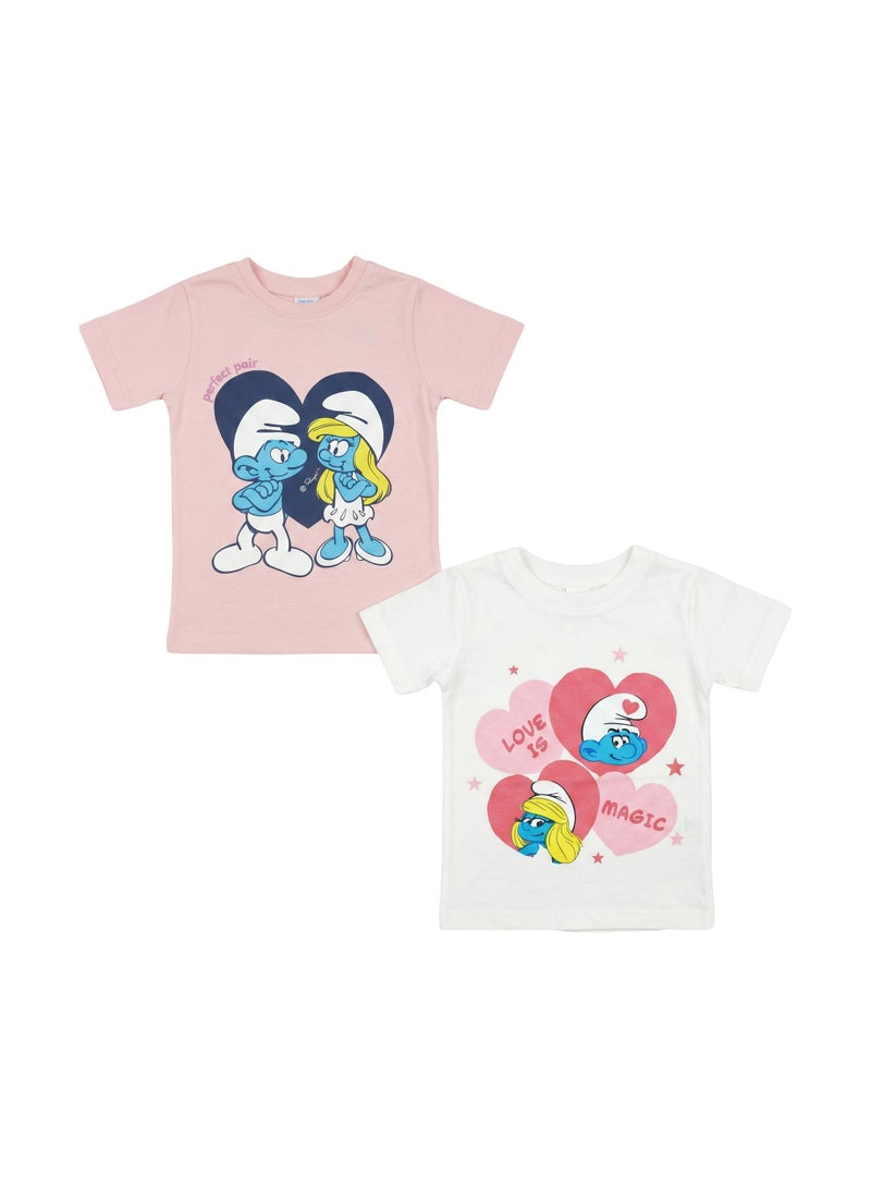 Trucare The Smurfs Toddler Girls Graphic Printed T-Shirt (Pack of 2) - Image 1