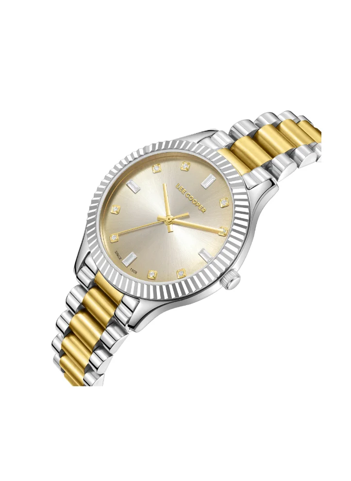لي كوبر Lee Cooper LC08079.230 Women's Analog Display Watch & Metal Strap Silver/Gold