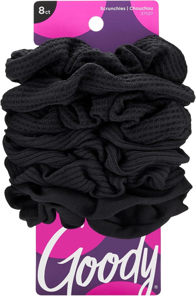 GOODY Ouchless Scrunchies - 8 Count in Black for Gentle Hair Styling - Image 1
