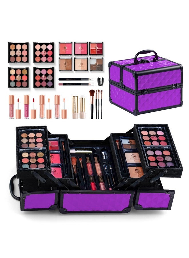 كولور_نيمف مجموعة مكياج Color Nymph الكل في واحد للفتيات المراهقات، مجموعة مكياج مكونة من 4 صواني وحقيبة واسعة للمبتدئين مع ظلال العيون وهايلايتر وملمع الشفاه وأحمر الخدود وخافي العيوب وفرشاة تحديد العيون ومرطب الشفاه - Image 1