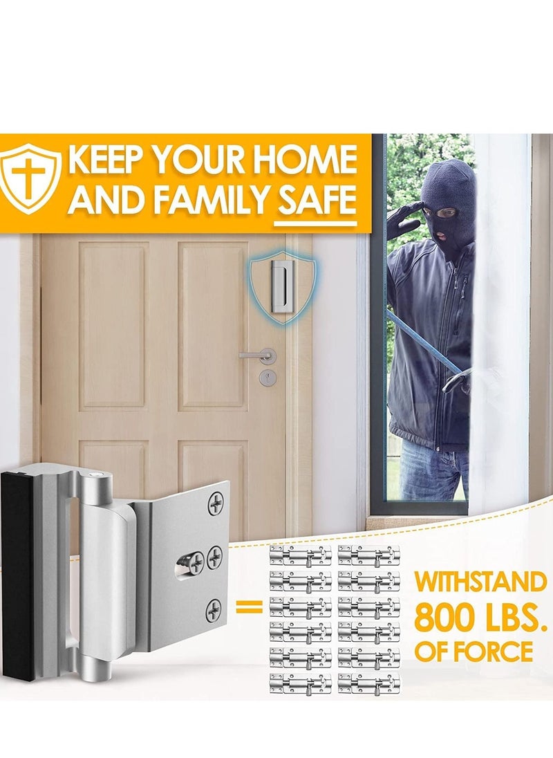 Y&D - DMG Home Security Door Lock with 8 Screws, Childproof Reinforcement 3 Inch Stop Withstand 800 lbs for Inward Swinging Door,Upgrade Night to Defend Your (Silver) - Image 1