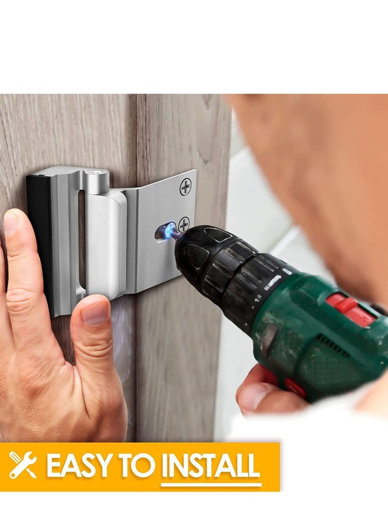 Y&D - DMG Home Security Door Lock with 8 Screws, Childproof Reinforcement 3 Inch Stop Withstand 800 lbs for Inward Swinging Door,Upgrade Night to Defend Your (Silver) - Image 1