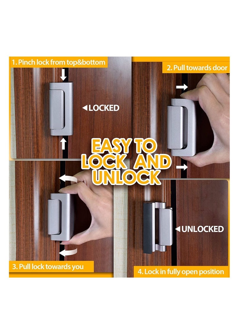 Y&D - DMG Home Security Door Lock with 8 Screws, Childproof Reinforcement 3 Inch Stop Withstand 800 lbs for Inward Swinging Door,Upgrade Night to Defend Your (Silver) - Image 1