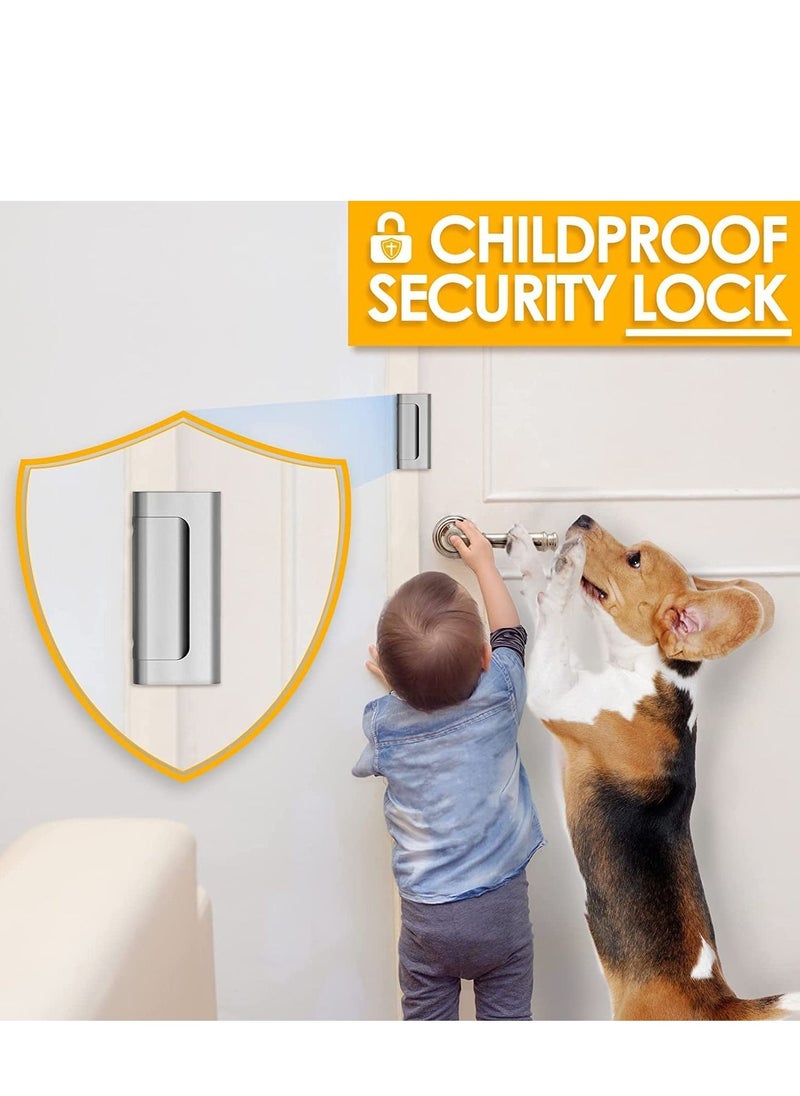 Y&D - DMG Home Security Door Lock with 8 Screws, Childproof Reinforcement 3 Inch Stop Withstand 800 lbs for Inward Swinging Door,Upgrade Night to Defend Your (Silver) - Image 1
