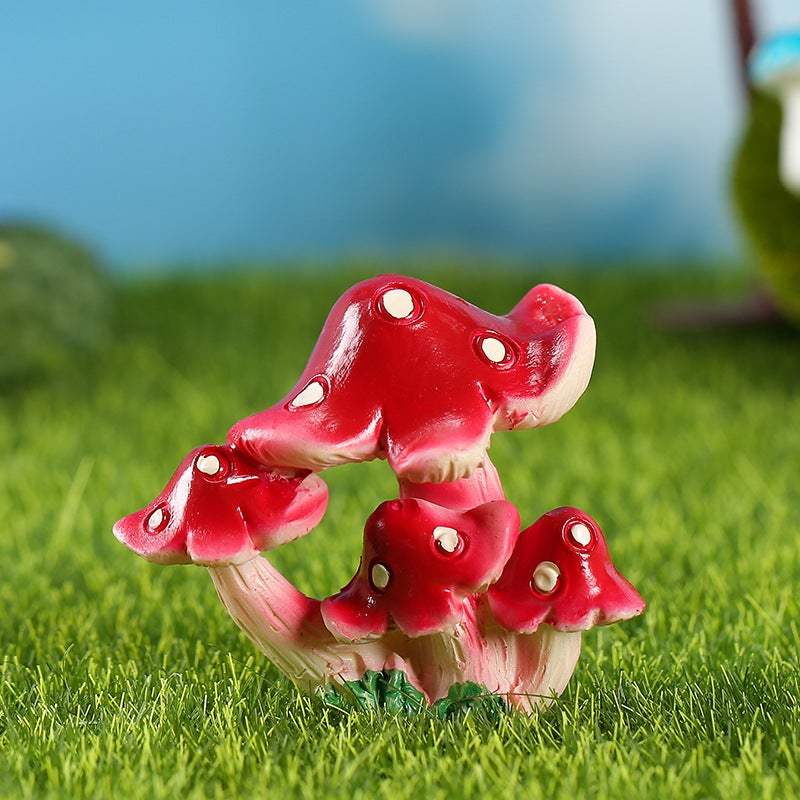 Creative Zakka Mushroom Series Moss Micro-Landscape Fleshy Potted Plants With Decorations Decorative Ornaments Resin - Image 1